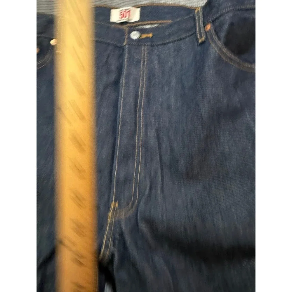 Levis 501 Original Fit Jeans Mens 44x32 Dark Indigo Shrink To Fit Button Fly NEW